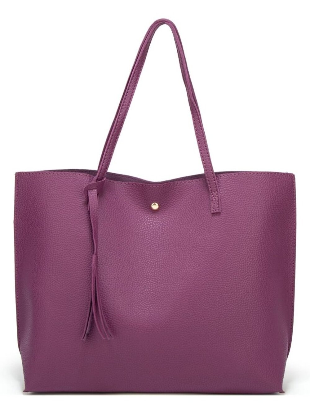 〽️Women's Purple Big Capacity Tassel Casual Faux Leather Shoulder Tote Handbag